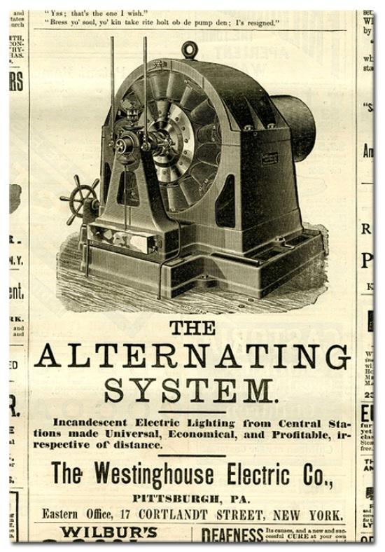 En 1891, los ingenieros de la empresa Westinghouse, en Pittsburgh, se pusieron de acuerdo y tomaron la decisión final de considerar a los 60 Hz como la frecuencia del futuro, y durante ese mismo año, los ingenieros de Allgemeine Elektrizitats Gesellschaft (AEG) en Berlín seleccionaron los 50 Hz.